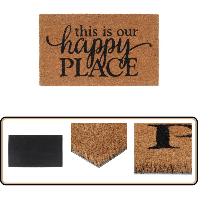 Tapis de porte naturel 45x75 cm fibre de coco touffeté - Paillasson Entrée - Tapis D'accueil - Tapis Coco - Matelas D'entrée - Décor Maison