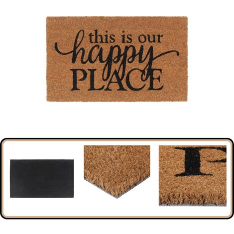 Tapis de porte naturel 45x75 cm fibre de coco touffeté - Paillasson Entrée - Tapis D'accueil - Tapis Coco - Matelas D'entrée - Décor Maison