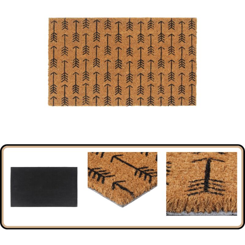 Tapis de porte naturel 45x75 cm fibre de coco touffeté - Paillasson Entrée - Tapis D'accueil - Tapis Coco - Matelas D'entrée - Décor Porte