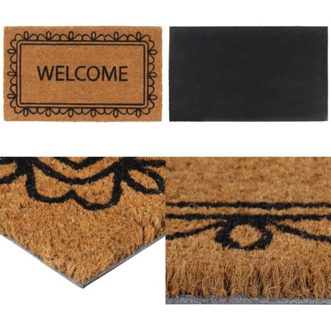 Tapis de porte naturel 45x75 cm fibre de coco touffeté - Paillasson Entrée - Tapis D'accueil - Tapis Coco - Matelas D'entrée - Décor Porte - Home & Living