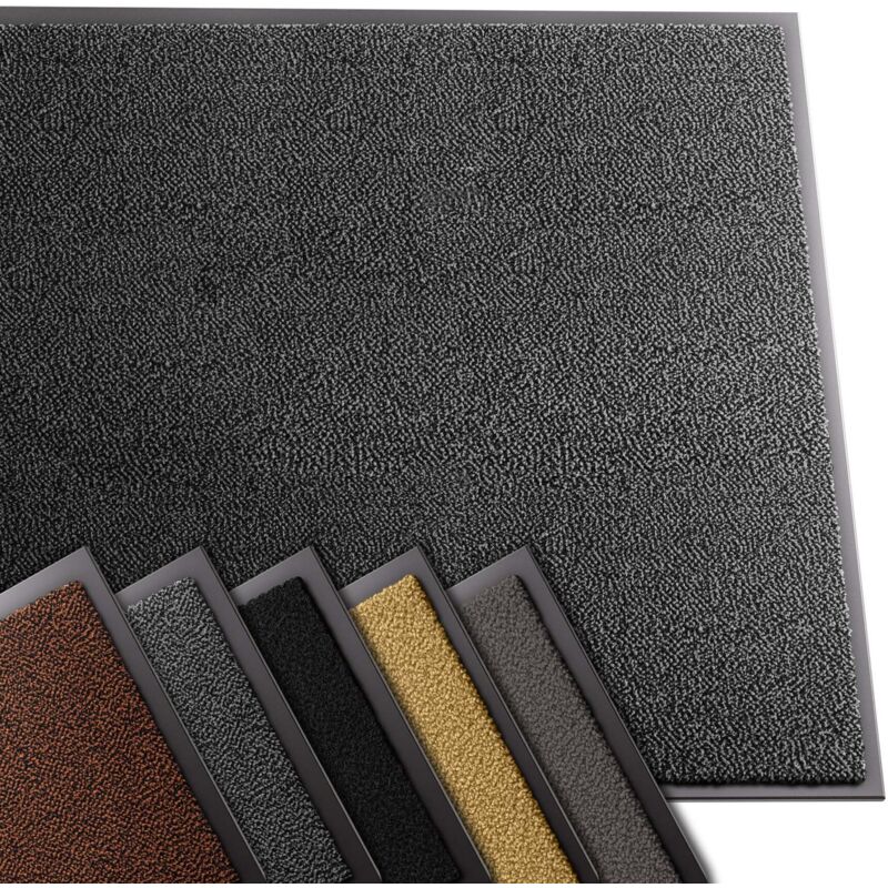 Tapis de porte paillasson d'entrée 90x150cm anthracite - antidérapant antipoussière imperméable lavable - interieur extérieur - Vounot