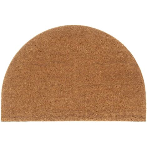 Tapis de porte-Paillasson naturel demi-rond 60x90cm fibre de coco touffeté 381791