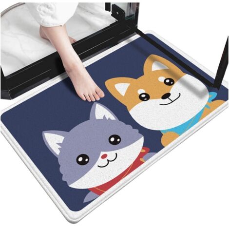 Tapis de porte pour salle de bain, absorbant, à séchage rapide, antidérapant, motif dessin animé, résistant aux taches.