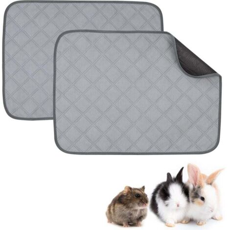 Tapis de propreté imperméable et antidérapant en polaire lavable pour cages à cochons d'Inde (60 x 45 cm, gris)