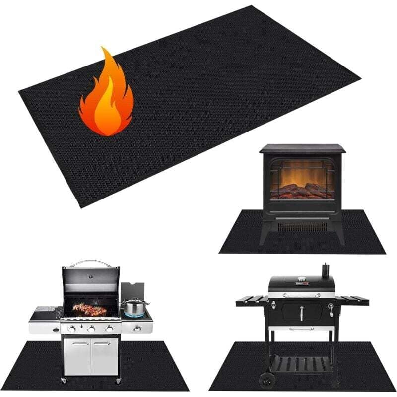 Tapis de Protection 100x182cm Tapis Barbecue Sol D'extérieur Tapis de Gril Anti Feu bbq Tapis Réutilisable Facile à Nettoyer Étanche Tapis de Foyer