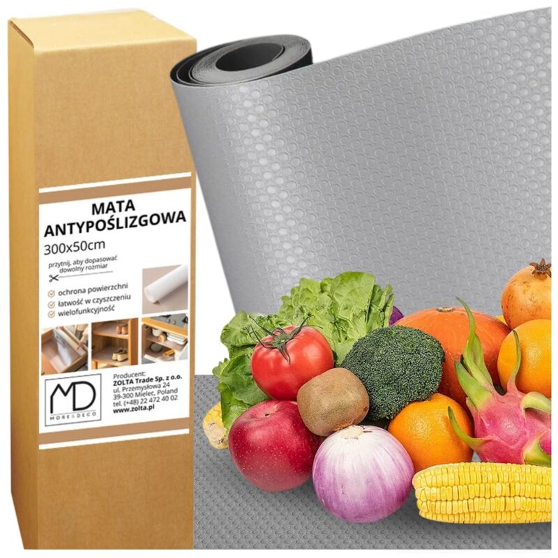 Tapis de protection antidérapant gris pour tiroirs d'armoires en rouleau résistant 300x50cm