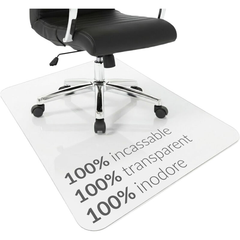 Sous-tapis de chaise Secura Transparent 80 x 118 cm PVC incassable pour sols fragiles