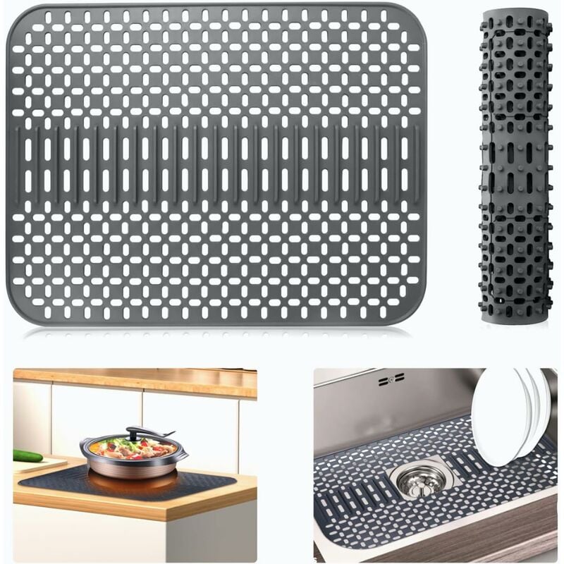 Tapis de Protection en Silicone pour évier de Cuisine, Grand Tapis de séchage de Vaisselle en Silicone, Protecteur de comptoir en Silicone,