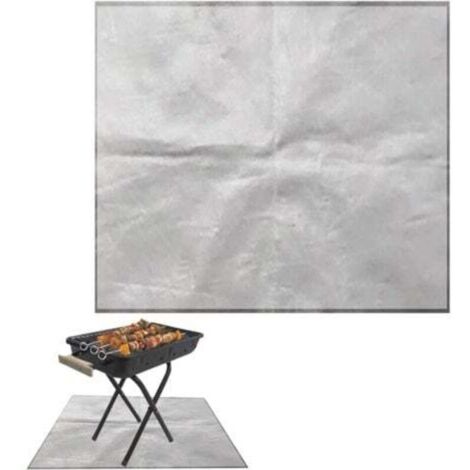 Tapis de protection pour barbecue et foyer extérieur – 60 x 80 cm, gris, ignifuge, résistant à la chaleur et imperméable
