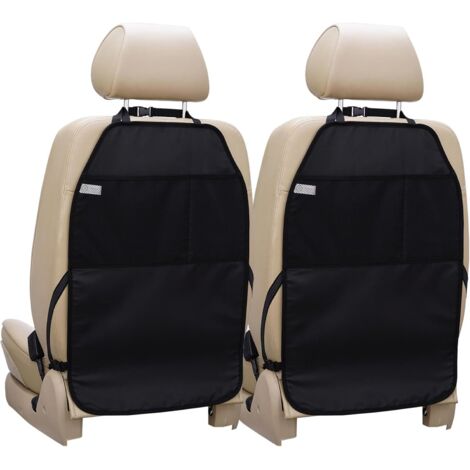 Tapis De Protection Siège Auto - Lot De 2 - Noir - Imperméable Avec Poches Maille - Anti-Rayures Et Boue - Format Extra Large