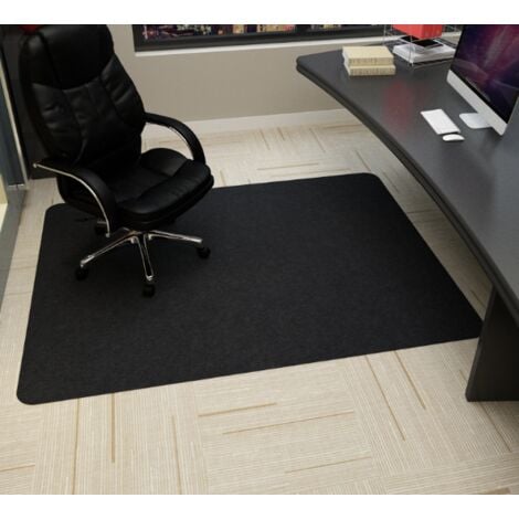 IKODM Tapis de protection sol ，pour sols durs, Chaise de Bureau, 90 x 120 cm, épaisseur 4 mm, Tapis de Protection antidérapant, Chaise de Bureau pour parquet, stratifié, Sol en Vinyle et carrelage (Noir) Ta