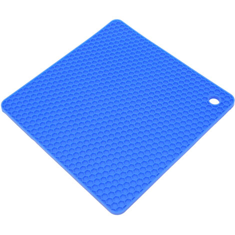 Tapis de protection thermique antidérapant pour bol à cire, forme carrée épaisse en silicone, couleur bleu foncé