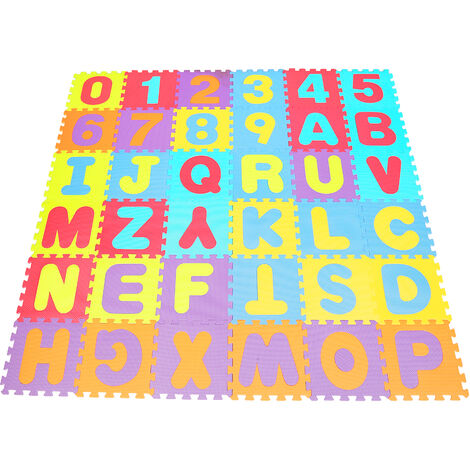 32*32*0.9cm Tapis Puzzle en Mousse - Alphabet + Numéro - Enfants