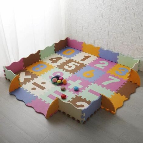 Costway lot de 24 tapis de puzzle pour en mousse, tapis de sol