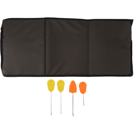 Tapis de réception de pêche multifonctionnel en éponge avec 4 aiguilles à appâts, pliable en 3 parties, idéal pour le camping et la randonnée.