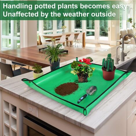Tapis de rempotage pour plantes d'intérieur, idéal pour le rempotage et la gestion des déchets. Plateau de rempotage épais et imperméable de 50 cm x 50 cm, pliable, pour plantes succulentes. Tapis de