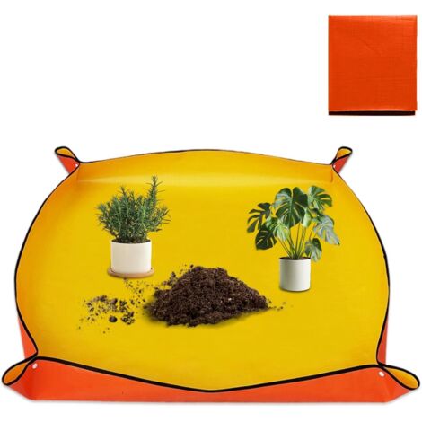 Tapis de rempotage pour plantes d'intérieur, orange, respectueux de l'environnement, en polyéthylène, 66 x 66 cm, épais, imperméable, portable