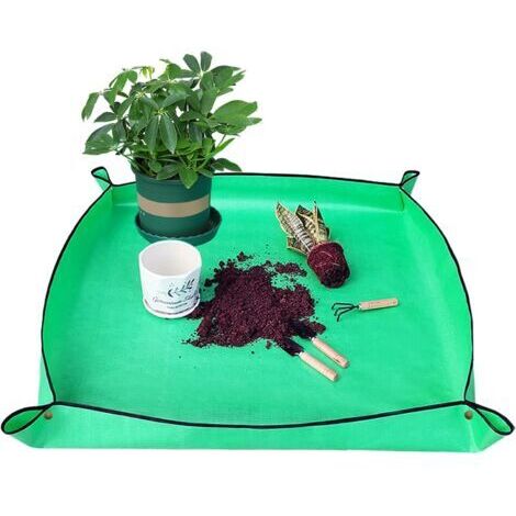 Tapis de Rempotage Tapis de Jardinage Imperméable à l'eau Tapis de Plantation Tapis de Plantes de Jardinage Pliable Succulentes en Pot pour l'intérieur et l'extérieur (Vert 100cm x 100cm)