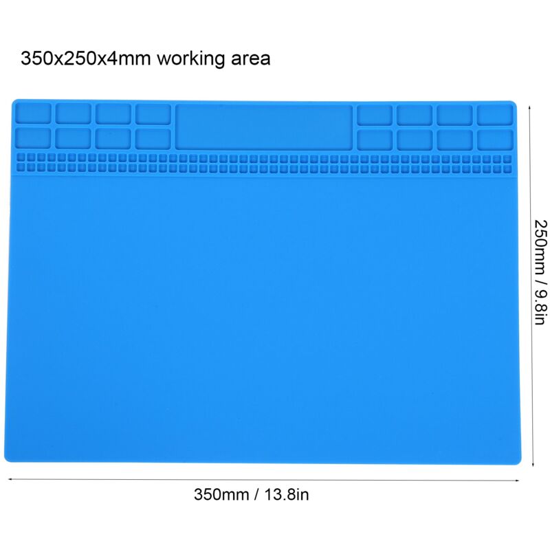 Sunxury - Tapis de réparation en Silicone magnétique résistant à la chaleur, pour ordinateur, téléphone, Station de soudure, outils, Pad 350x250x4mm,