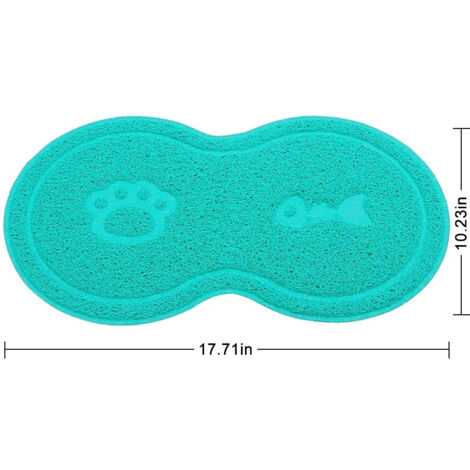 Tapis de Repas pour Chat et Chien en PVC, Tapis Anti-Projection Double Forme en 8, Coloris Gris/Vert/Bleu/Rose, Dimensions 45x26 cm, Tapis Étanche pour Prévenir la Diffusion de la Nourriture et du Lit