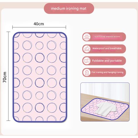 Tapis de repassage vapeur portatif, tapis de repassage suspendu à la porte, tapis de repassage vapeur résistant à la chaleur pour la maison/les voyages, tapis de repassage pliable avec crochet (45x70c