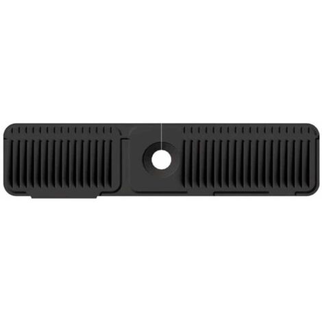 Tapis de robinet en silicone de 61 cm pour éviers de cuisine – comprend un bac de récupération derrière le robinet – protège le plan de travail contre les éclaboussures (noir, 61 cm x 14 cm x 2,1 cm)