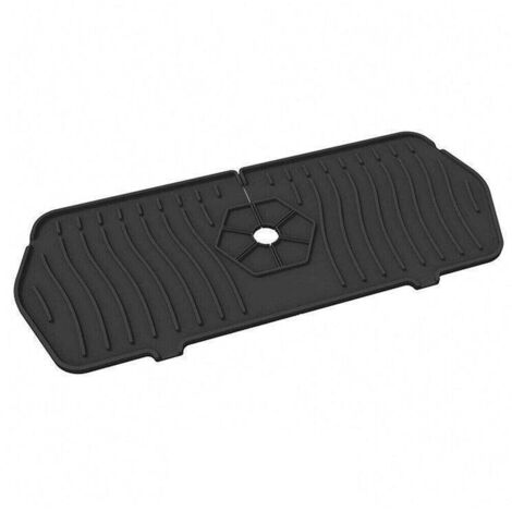 Tapis de robinet en silicone taille M, protection de cuisine, tapis absorbant pour robinet, protection anti-éclaboussures pour évier, noir
