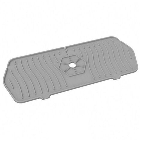 Tapis de robinet en silicone taille S, protection de cuisine, tapis absorbant pour robinet, protection anti-éclaboussures pour évier, gris