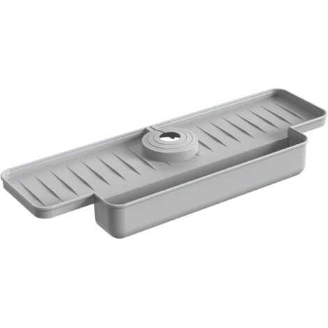 Tapis de Robinet pour évier de Cuisine en Silicone avec Porte-éponge, antidérapant, séchage Rapide, pour Cuisine, Salle de Bain (Gris) Tapis de Robinet pour évier de Cuisine