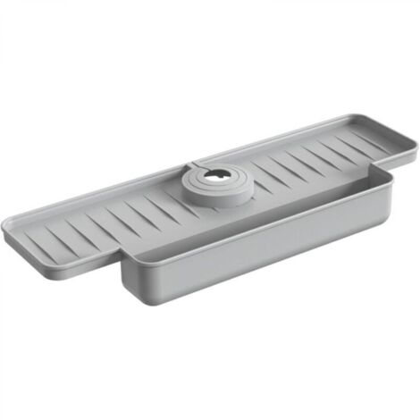 Tapis de Robinet pour évier de Cuisine en Silicone avec Porte-éponge, antidérapant, séchage Rapide, pour Cuisine, Salle de Bain (Gris) Tapis de Robinet pour évier de Cuisine