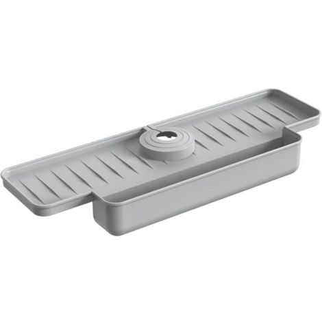 Tapis de Robinet pour évier de Cuisine en Silicone avec Porte-éponge, antidérapant, séchage Rapide, pour Cuisine, Salle de Bain (Gris) Tapis de Robinet pour évier de Cuisine
