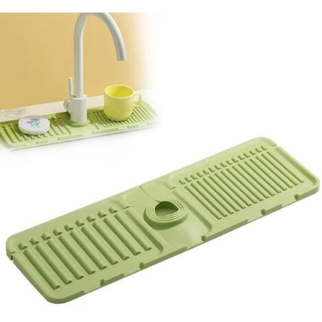 Tapis de Robinet pour évier de Cuisine,Protection Anti-éclaboussures,Tapis de Séchage en Silicone,Plateau d'évier en Pierre,Vert