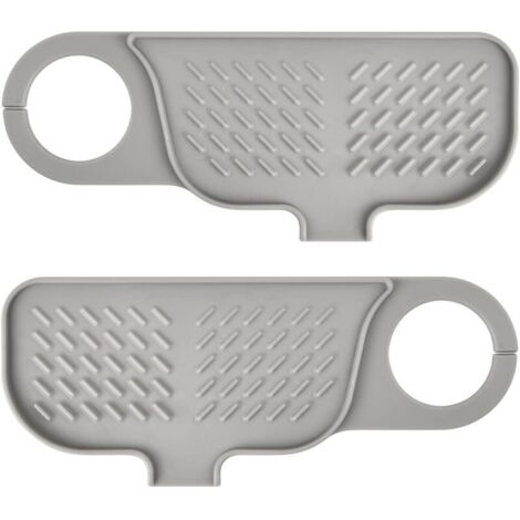 Tapis de robinet, tapis d'évier, bac anti-goutte patchwork pour poignée de robinet, tapis de drainage de cuisine, protection anti-éclaboussures en silicone pour évier de cuisine (gris)