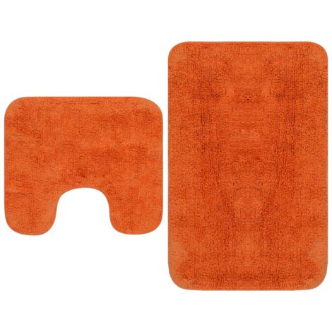 Tapis de salle de bain 2 pcs Tissu Orange vidaXL