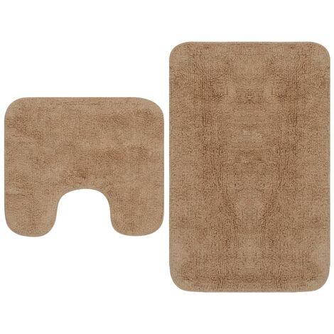 Tapis de salle de bain 2 pièces tissu beige