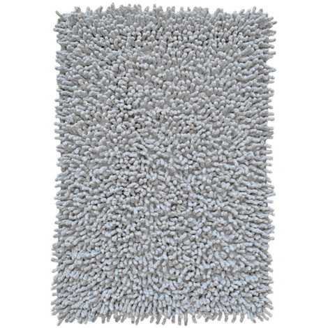 Tapis de salle de bain 40 x 60 cm en coton chenille gris - NAPOLEON