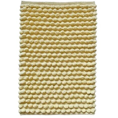 Tapis de salle de bain 40 x 60 cm pompon jaune clair - MARIE