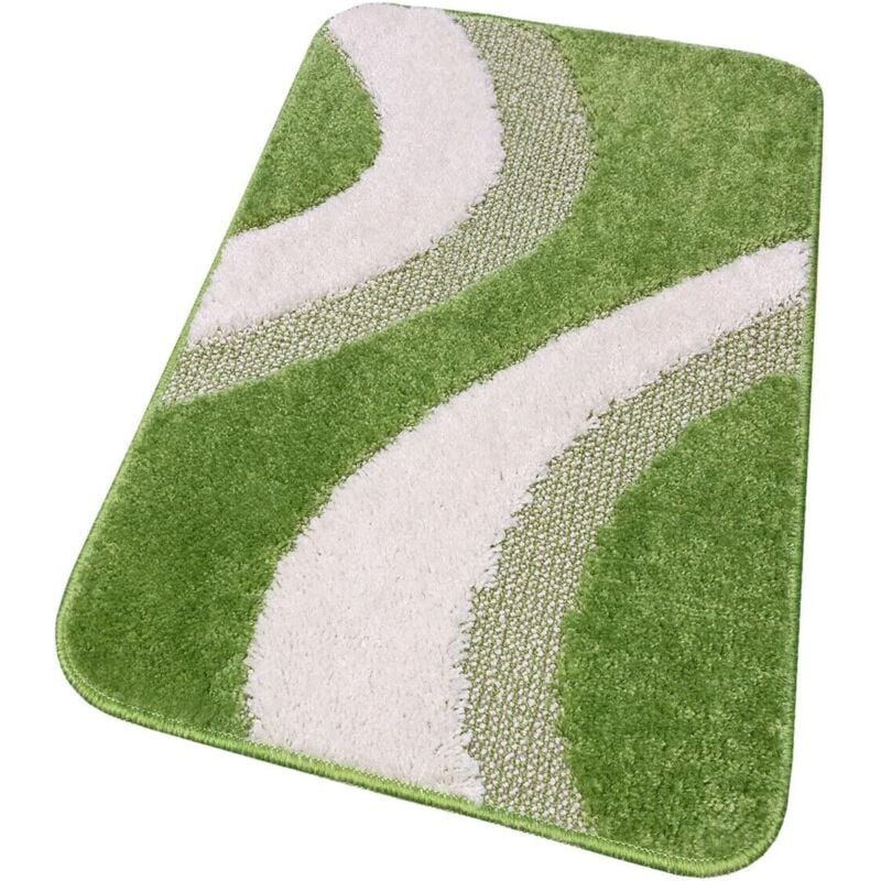 Tapis de salle de bain 50x110 cm Descendre du lit Anti-dérapant Shaggy 3D Moderne Absorbant - Vert