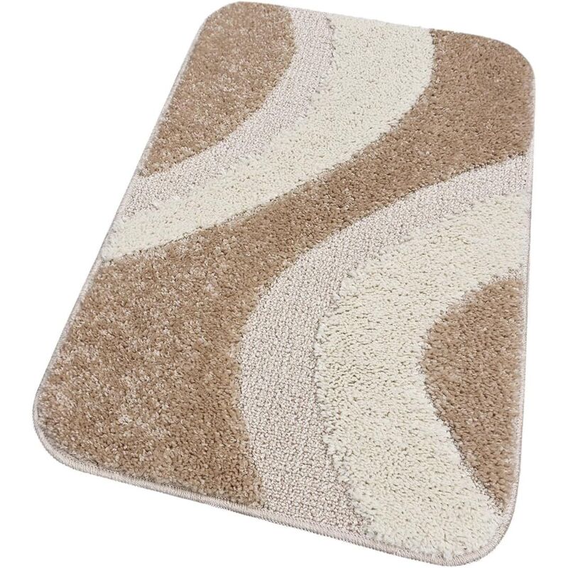 Emmevi Mv S.p.a. - Tapis de salle de bain 50x110 cm Descendre du lit Anti-dérapant Shaggy 3D Moderne Absorbant - Beige