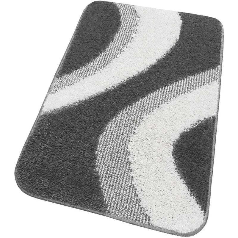 Emmevi Mv S.p.a. - Tapis de salle de bain 50x80 cm Descendre du lit Anti-dérapant Shaggy 3D Moderne Absorbant - Gris