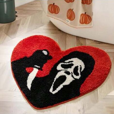 Tapis de salle de bain, antidérapant, décoration de Noël, tapis de bain Halloween, lavable, absorbant, cadeau effrayant, 50 x 80 cm