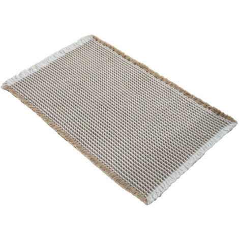 Tapis de salle de bain bicolore motif gaufre - Tissé rectangulaire, absorbant et anti-glissant