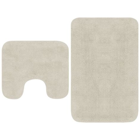 Tapis de salle de bain Blanc + Tapis de WC - Toilettes