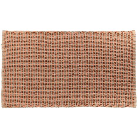 Tapis de salle de bain Cuivre et Taupe en Polycoton tressé 50 x 90 cm - TENDANCE