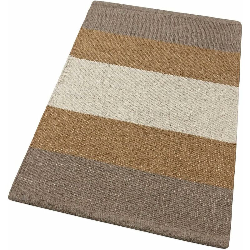 Tapis de Salle de Bain de Cuisine en Pur Coton Absorbant Doux Tissu Tressé à la Main Beige - 50x110 cm