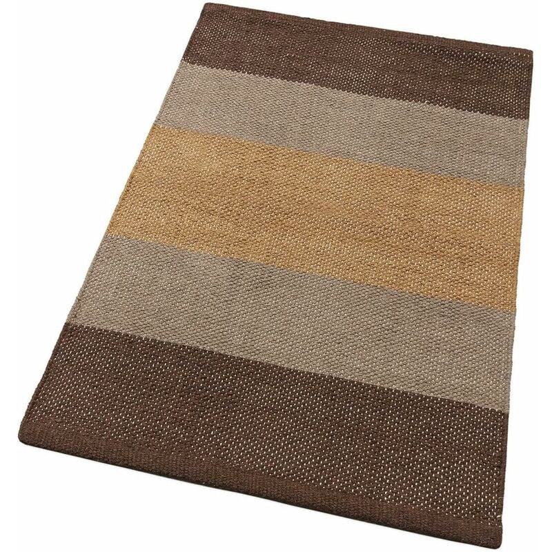 Tapis de Salle de Bain de Cuisine en Pur Coton Absorbant Doux Tissu Tressé à la Main Marron - 50x110 cm