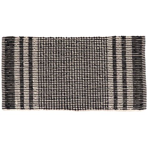 Tapis de salle de bain en microfibre aspect chenille Noir et Beige 45 x 90 cm - TENDANCE