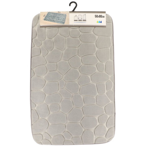 Tapis de salle de bain Gris clair en Microfibre à mémoire de forme 50 x 80 cm - TENDANCE