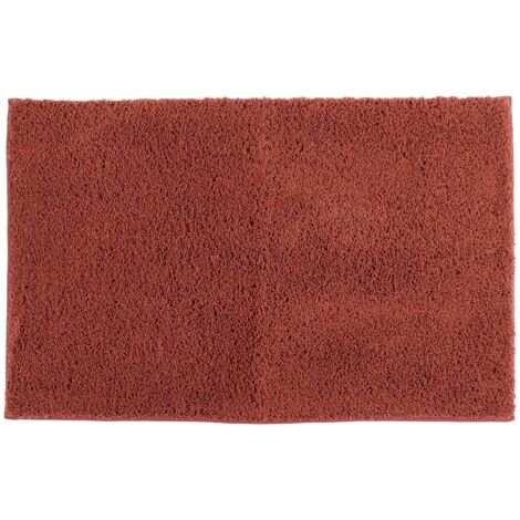 Tapis de salle de bain microfibre texturé doux et absorbant 50 x 80 cm Terracotta - TENDANCE