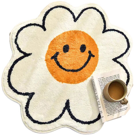 Tapis de salle de bain mignon tapis de visage souriant tapis de salle de bain tournesol tournesol cachemire extra doux 0.4